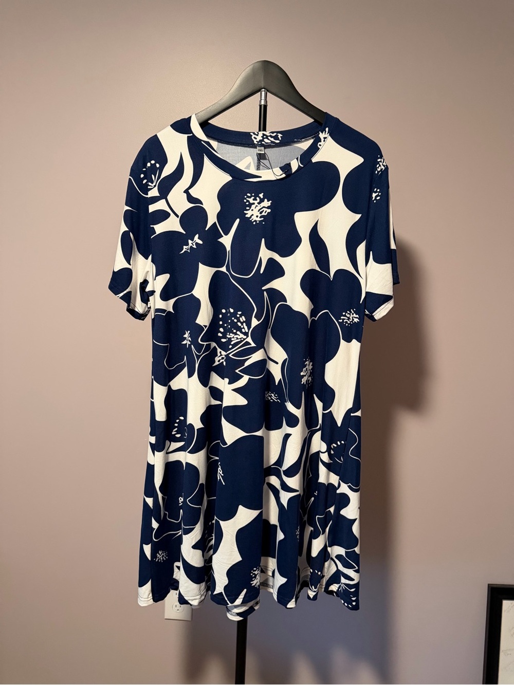 Navy & White Floral Swing Dress